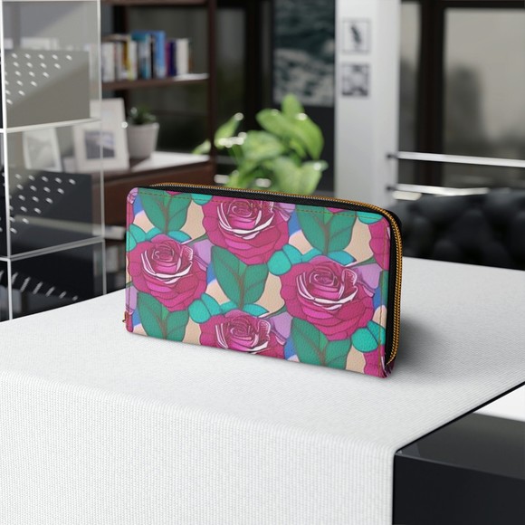 Custom wallet flower wallet Zipper Wallet - Picture 1 of 7